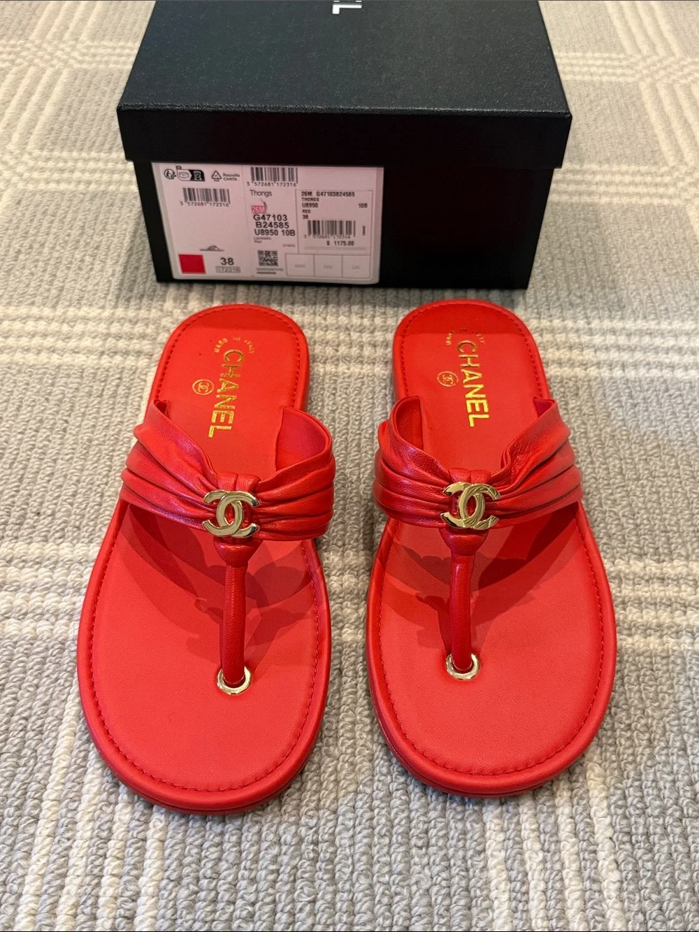 Chanel 26M Lambskin Red Sandals
